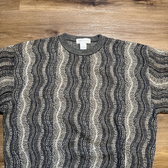 Vintage Tricots St Raphael MEDIUM Wool Blend Pullover Sweater Wavy Coogi Style M - Picture 7 of 16